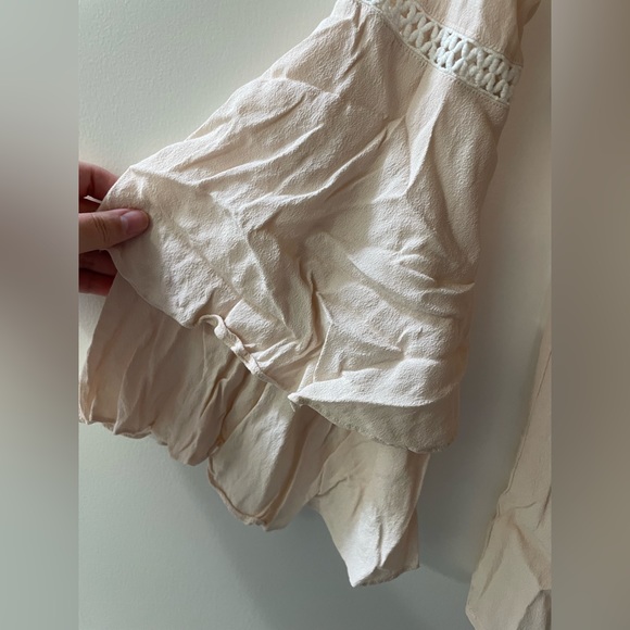 For Love & Lemons Baby Pink Mesh Embroidered Lace Ruffle Sleeve Romper Size L - Picture 4 of 7